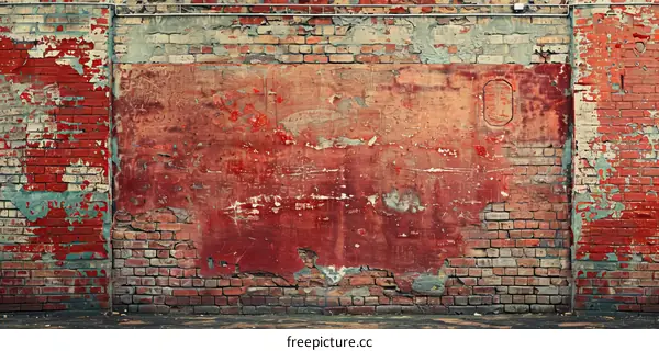 Red Brick Wall Background with Weathered Texture