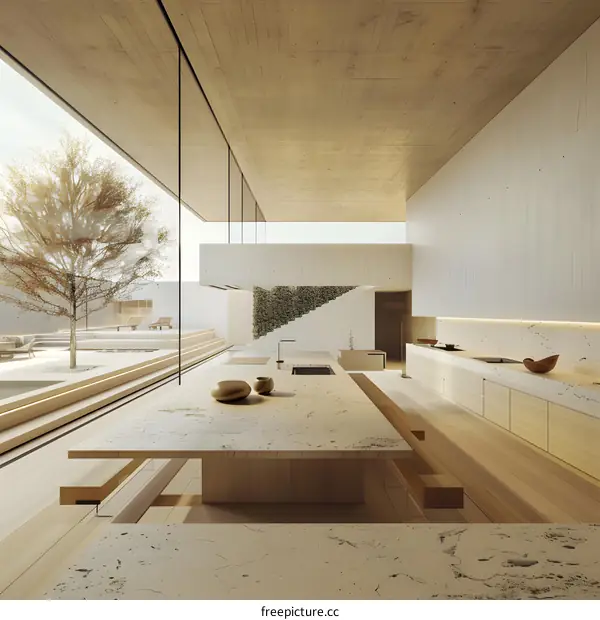 Minimalist Modern Kitchen Design with Large Windows and Natural Light