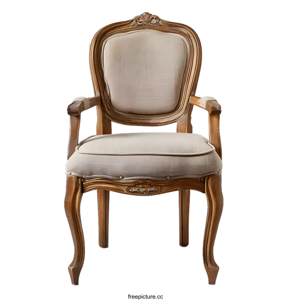 [Transparent Background PNG]Classic Armchair with Elegant Carved Wood