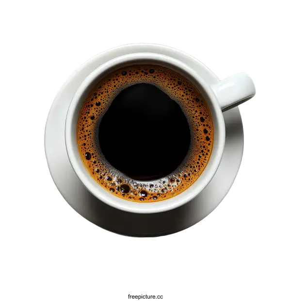 [Transparent Background PNG]A Cup of Black Coffee on a White Plate