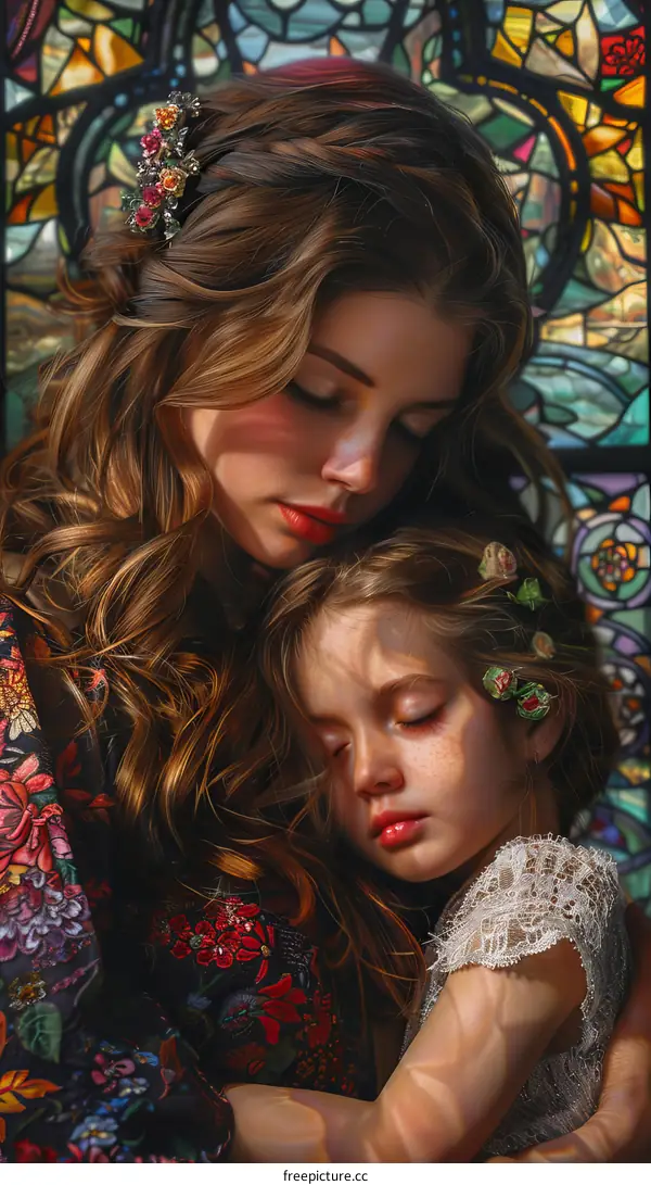 Mother and Daughter Embrace in Artistic Portrait