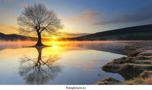 Sunrise Serenity on a Calm Lake