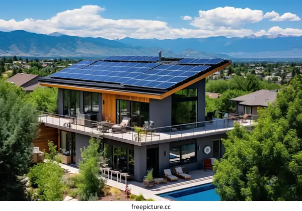 Modern House with Rooftop Solar Panels