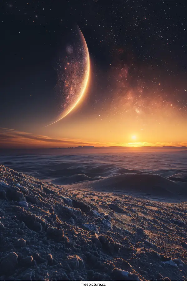 The Enchanting Panorama of a Rocky Moonlit Desert