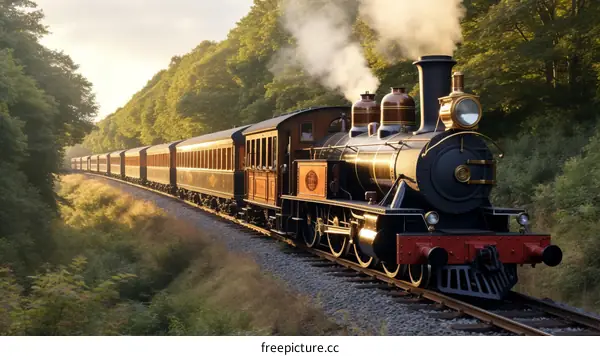 Steam Locomotive Train Journey Through Lush Forest