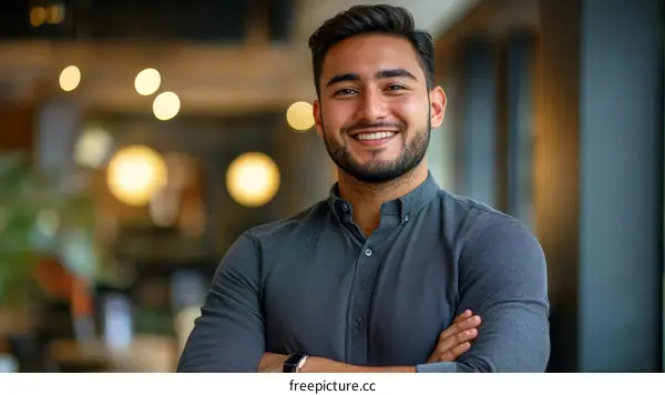 Friendly Businessman Portrait in Cafe