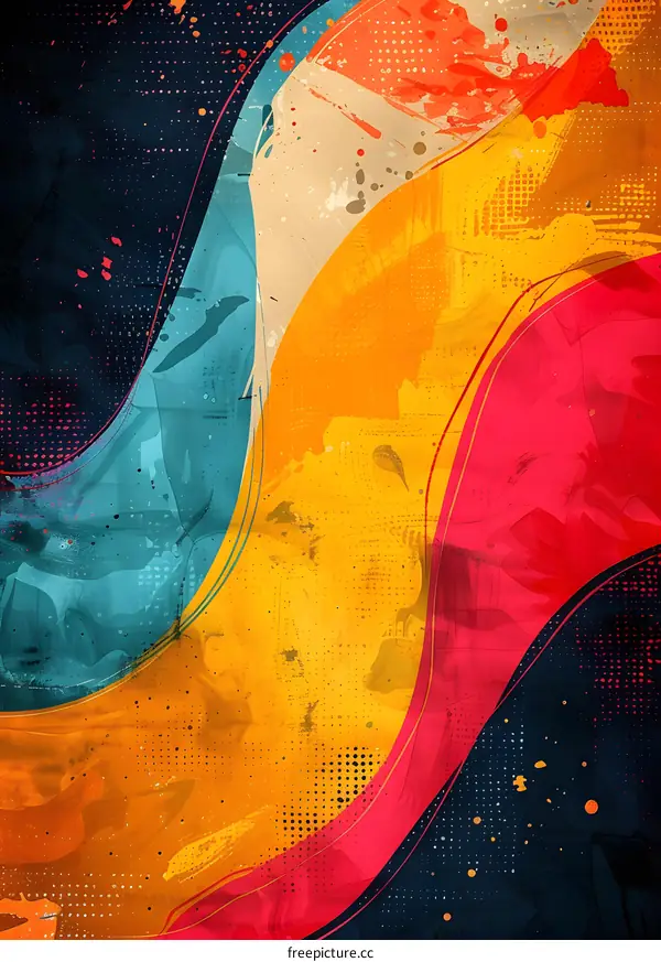 Abstract Art with Yellow, Red, Blue, and Black Colors