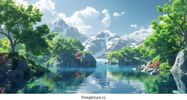 Tranquil Serenity of Mountain Lake