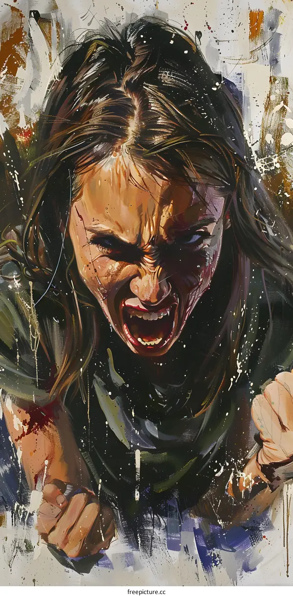 Portrait of a screaming woman
