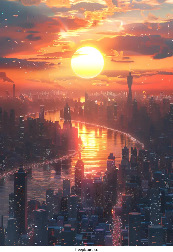 Futuristic City Sunset