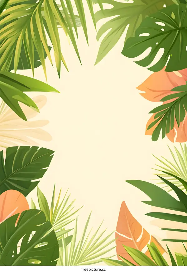 Tropical Leaves Border Background Illustration
