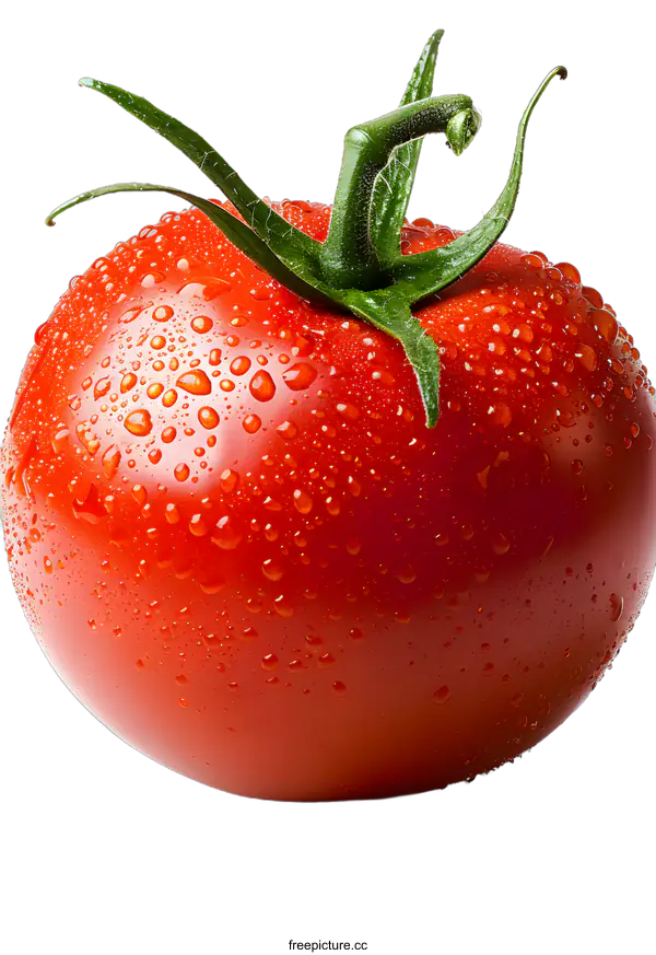 [Transparent Background PNG]Fresh Red Tomato with Water Drops