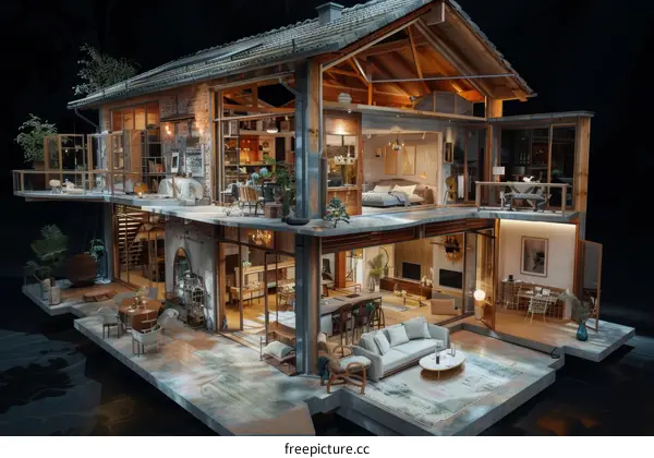 Detailed Interior Design of a Miniature House
