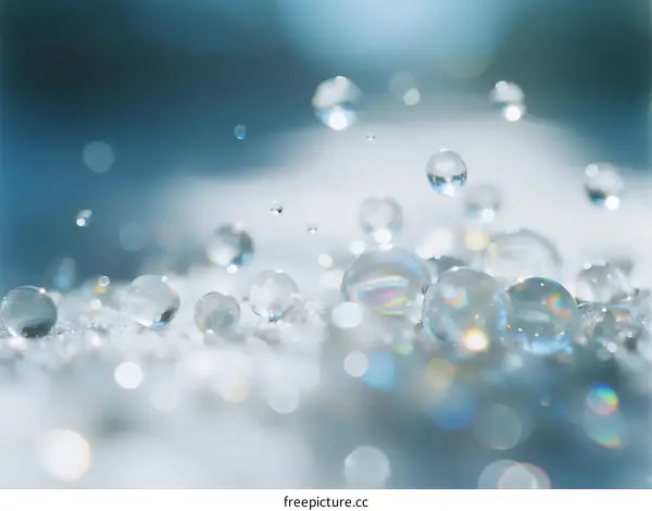 Macro View of Glistening Water Drops in Natural Environment