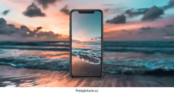 Sunset Beach on Phone Screen