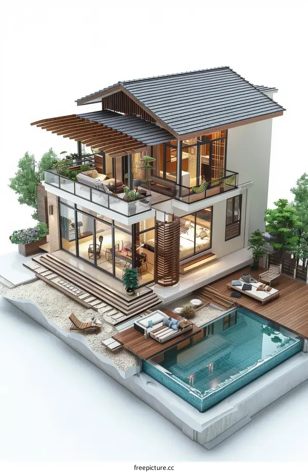 Modern Villa with Opulent Pool and Lush Garden