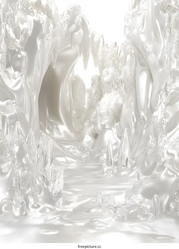 Abstract White Crystal Cave Background