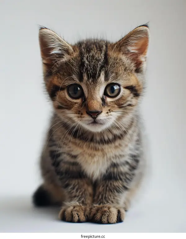 A cute tabby kitten with big eyes