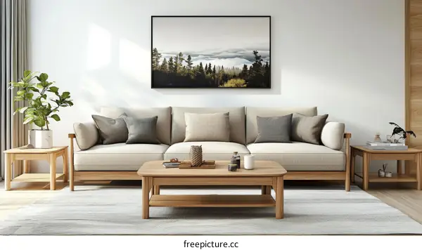 Modern Wooden Living Room Set Illustratio