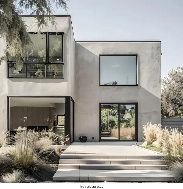 Modern House with Patio and Large Windows