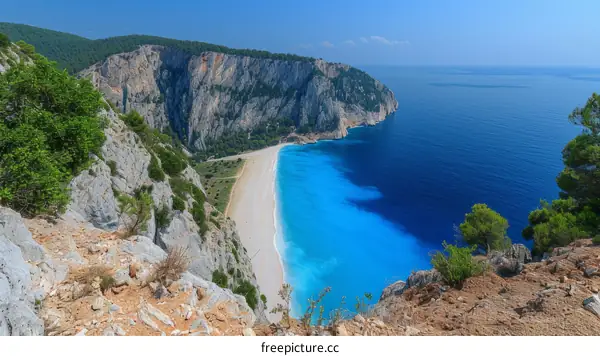 Amazing view of a beach with turquoise waters and white sand
