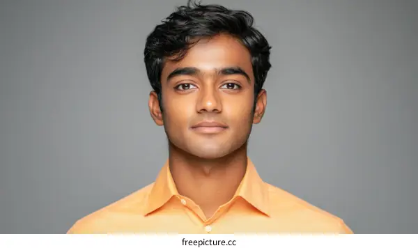 Portrait of a Young Man in an Orange Shirt