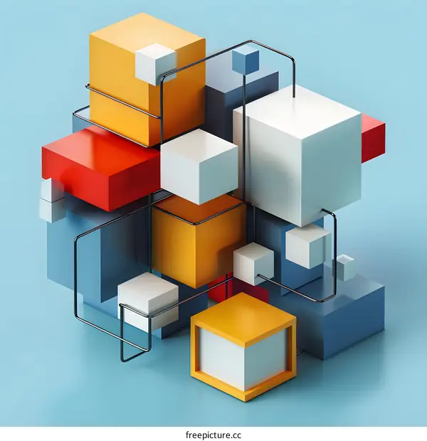 Abstract 3D Geometric Shapes Design Illustration