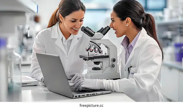 Two Female Scientists Working in a Laboratory