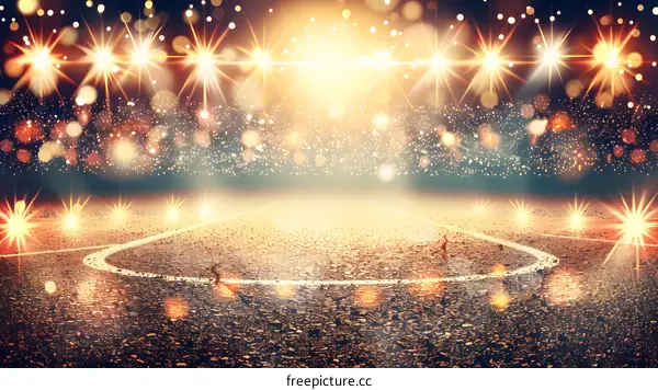 Golden Light Stage Background with Bokeh