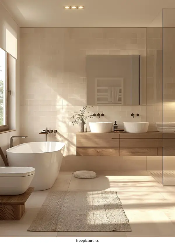 Modern Beige Bathroom Interior Design