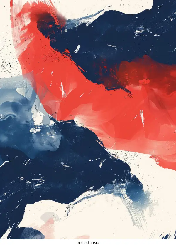 Abstract Acrylic Painting Featuring Red and Blue Hues