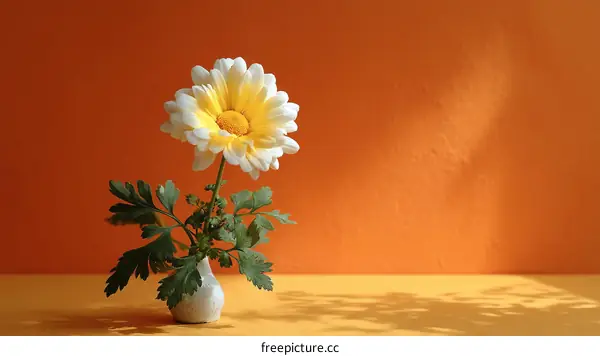 Beautiful Flower Arrangement in Vase Against Orange Background