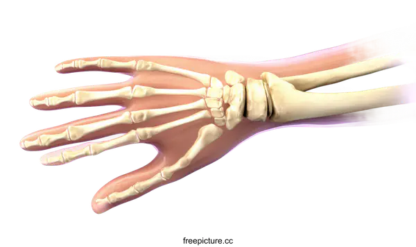 [Transparent Background PNG]Human Hand and Wrist Bone Structure Illustration