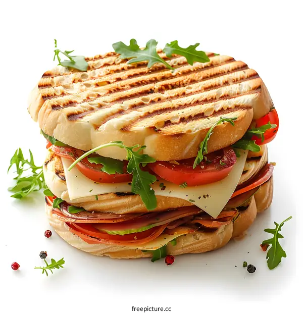 Delicious grilled sandwich with various ingredients