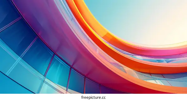 Modern architecture with blue and orange color scheme