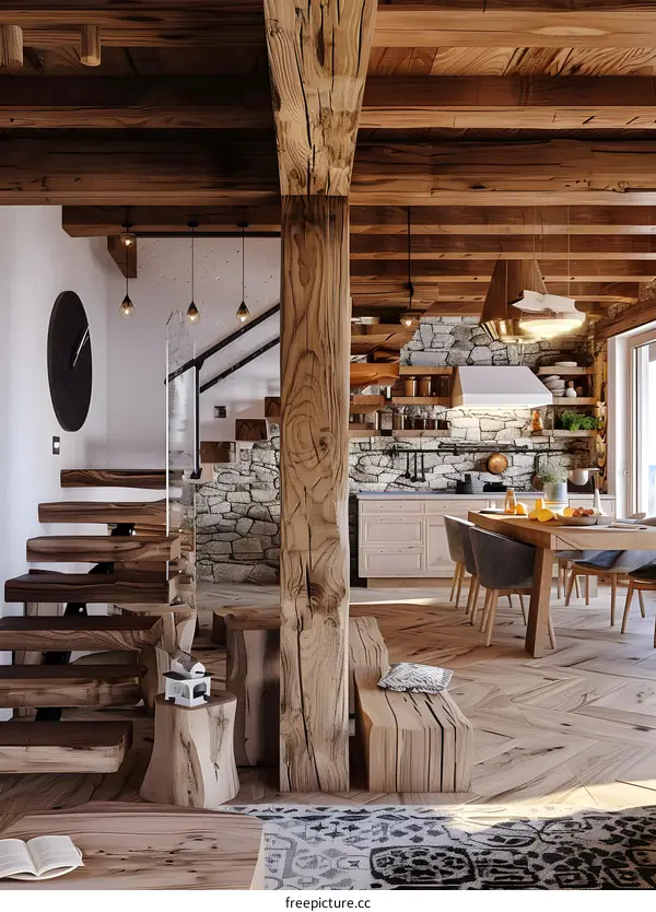 Wooden Beams Ceiling Rustic Farmhouse Interior Design
