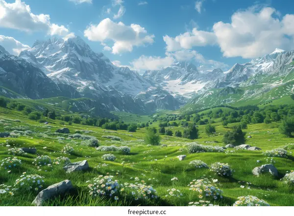 Mountain Meadow with Wildflowers