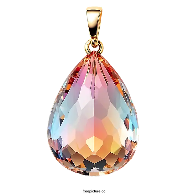 [Transparent Background PNG]Multicolored Pear-Shaped Crystal Pendant