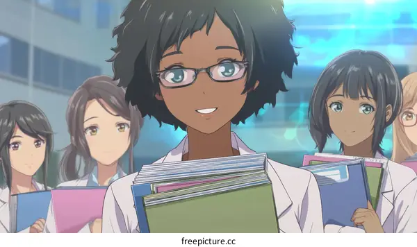 Animated Medical Students Carrying Folders