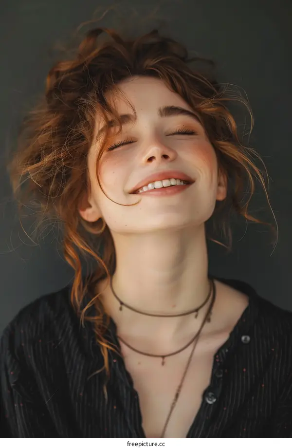 Close Up Portrait of a Caucasian Woman with Beautiful Hair