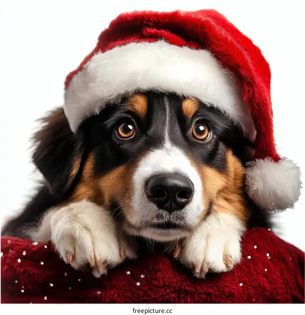 Adorable Dog Wearing Santa Hat