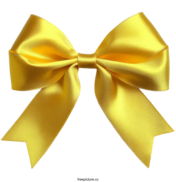 [Transparent Background PNG]Elegant Gold Satin Ribbon Bow
