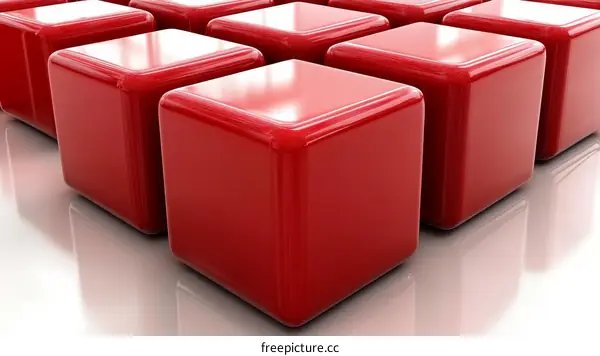 Geometric Red Cubes Abstract Background