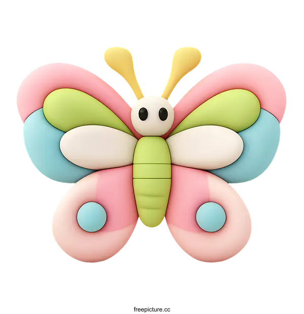 [Transparent Background PNG]Colorful Cartoon Butterfly Illustration