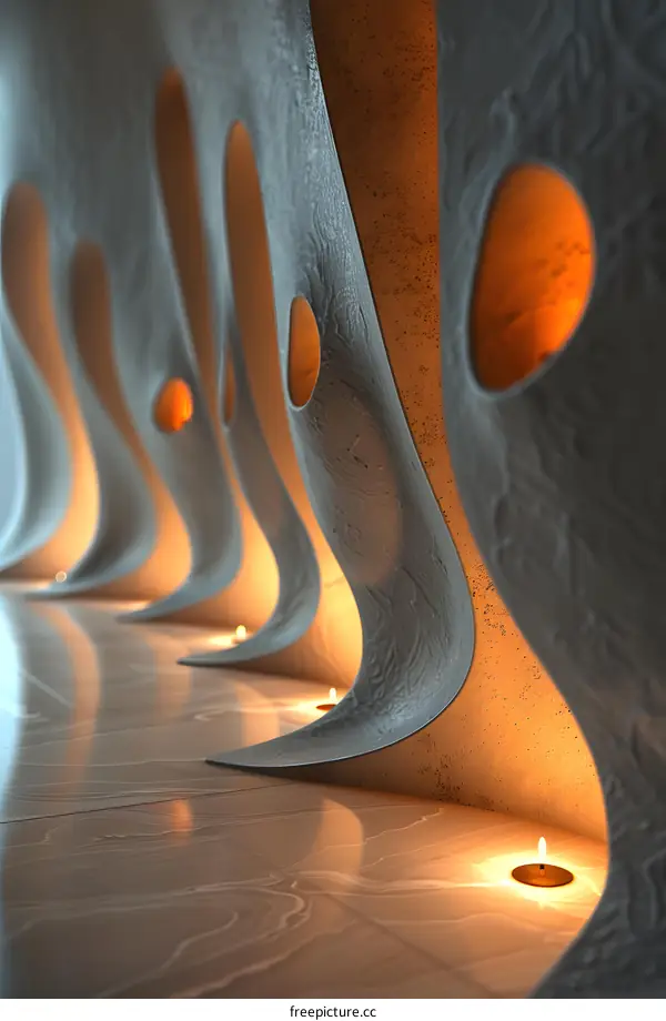 Lights and Shadows within a Modern Corridor Interior