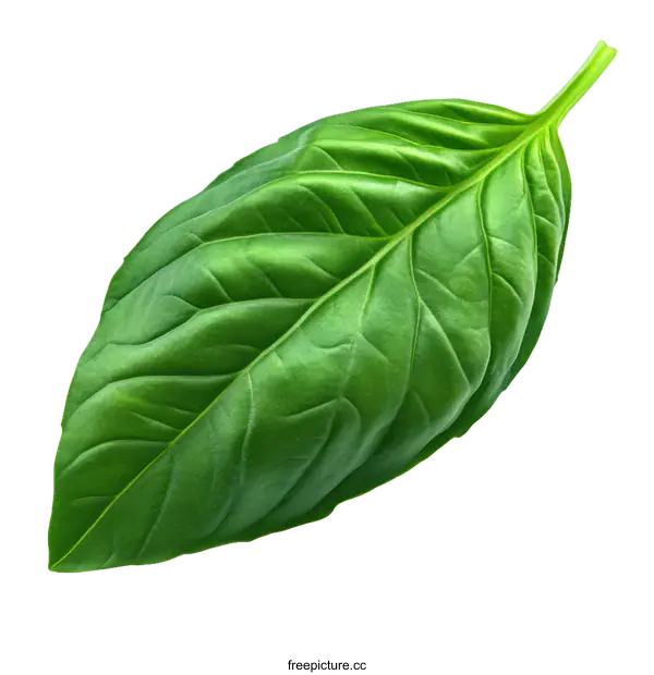 [Transparent Background PNG]Closeup Image of Fresh Basil Leaf