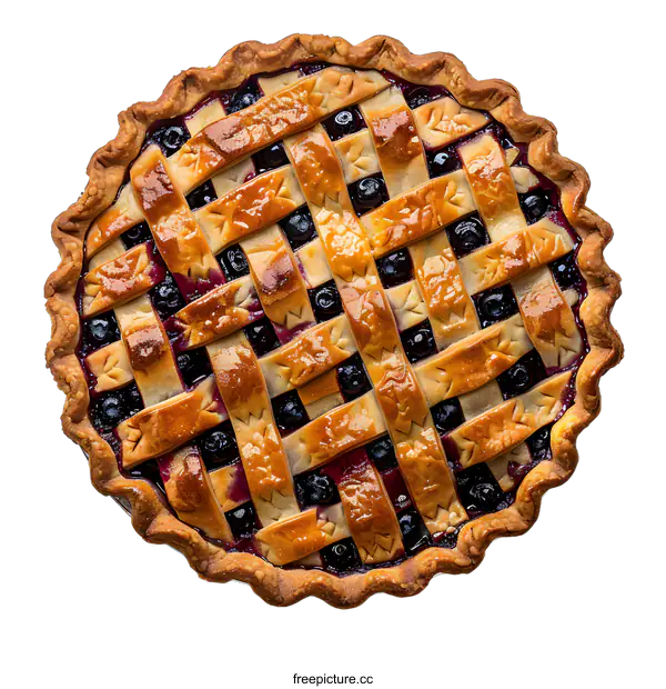 [Transparent Background PNG]Delicious Homemade Blueberry Pie on White Background