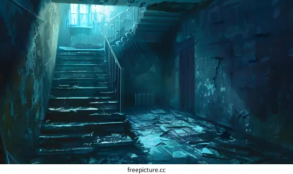 Old Abandoned Building With Staircase