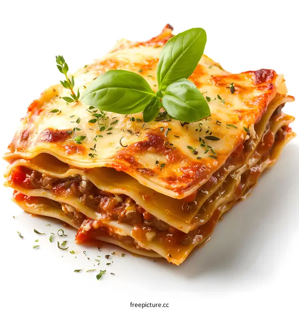 Delicious Lasagna with Cheese and Basil
