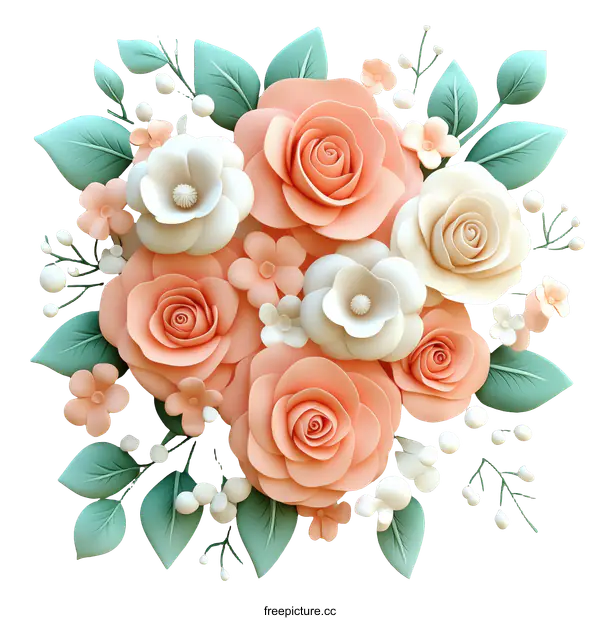 [Transparent Background PNG]3D Floral Bouquet Illustration